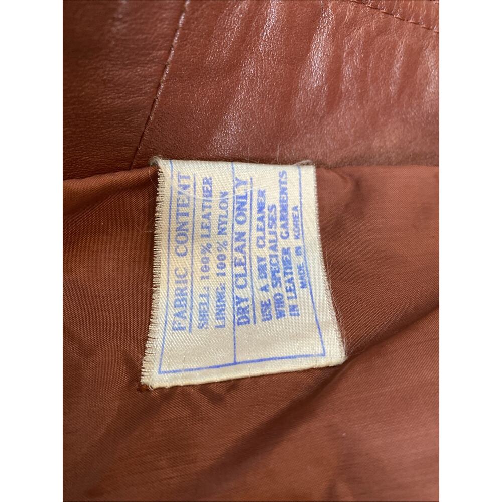 Vintage Burgundy Leather Zip Bomber Jacket 1970s Size XS S Retro Knit Collar - Picture 10 of 11
